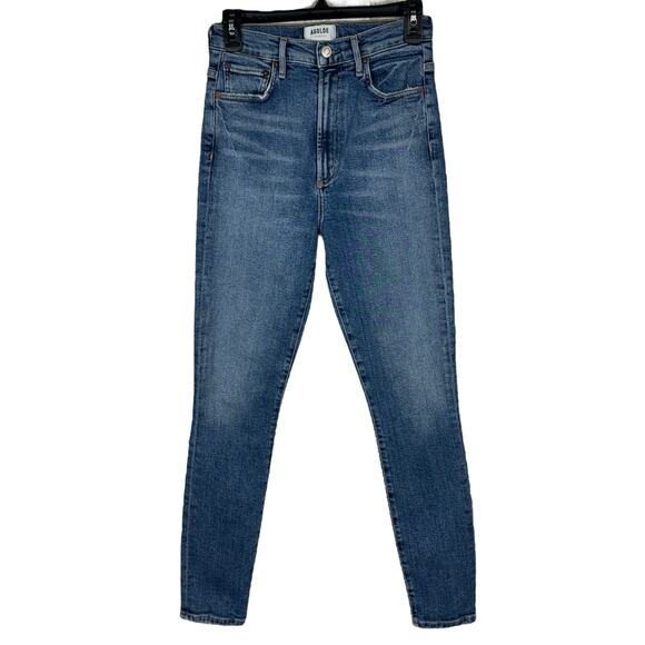 Agolde Denim - AGOLDE SZ 26 Pinch Waist Skinny Jeans Zip-Fly Hi-Rise Distressed Stretch Blue